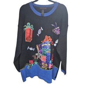 Yarnworks Vintage Holiday Multicolor Ugly Christmas Sweater Mixed Medium Size L
